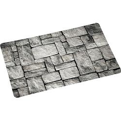 Foto van 4x rechthoekige onderleggers/placemats voor borden met grijze stenen print 28 x 43 cm - placemats