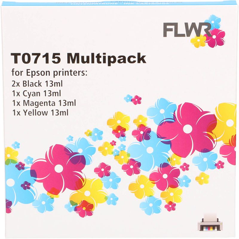 Foto van Flwr epson t0715 multipack zwart en kleur cartridge