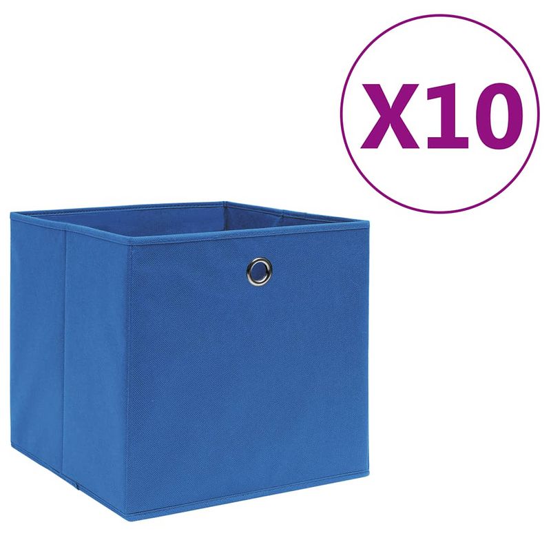 Foto van Vidaxl opbergboxen 10 st 28x28x28 cm nonwoven stof blauw