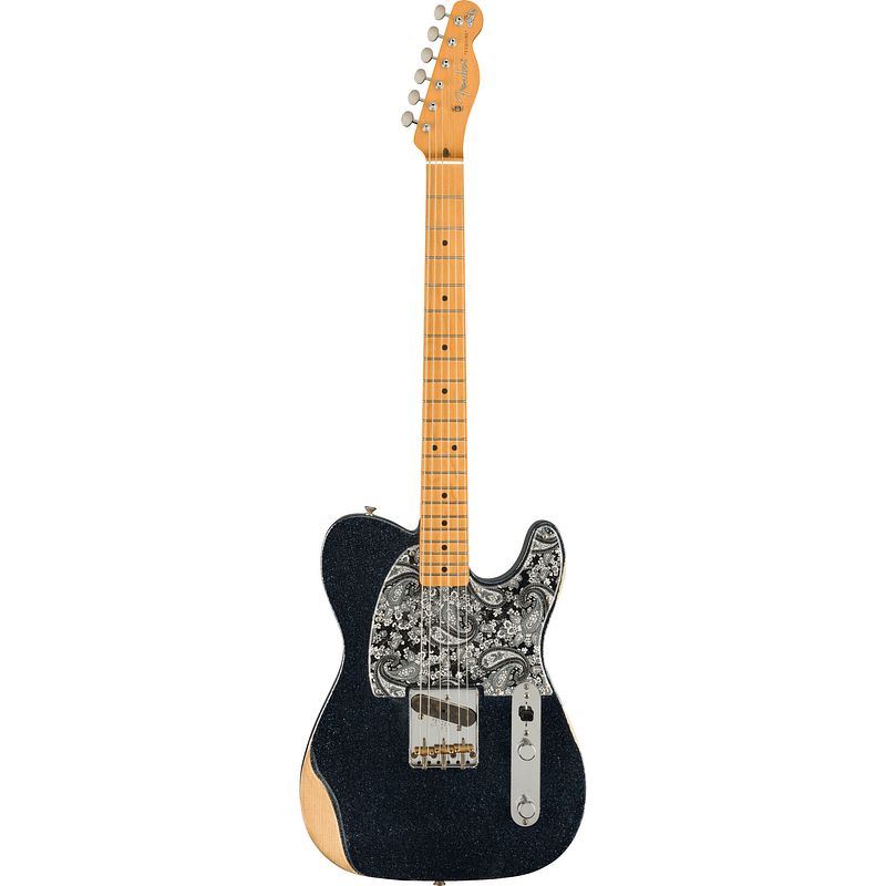 Foto van Fender brad paisley esquire mn black sparkle elektrische gitaar met deluxe gigbag