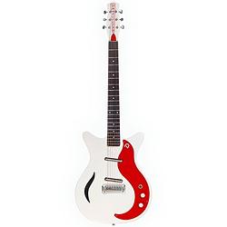 Foto van Danelectro 's59m spruce f-hole red/white pearl elektrische gitaar