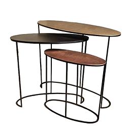 Foto van Benoa moines antique tricolore oval sidetable 90 cm set of 3