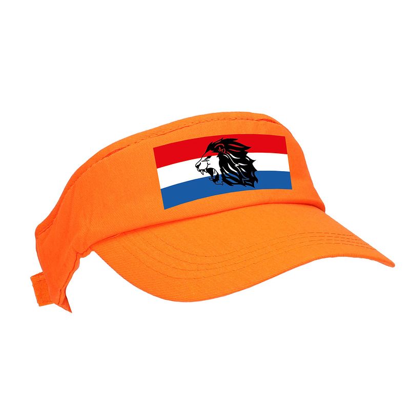 Foto van Oranje supporter / koningsdag zonneklep / pet met hollandse vlag en leeuw - verkleedhoofddeksels