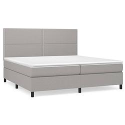 Foto van The living store boxspringbed - pocketvering - 203 x 200 cm - lichtgrijs - inclusief 2 matrassen en topmatras