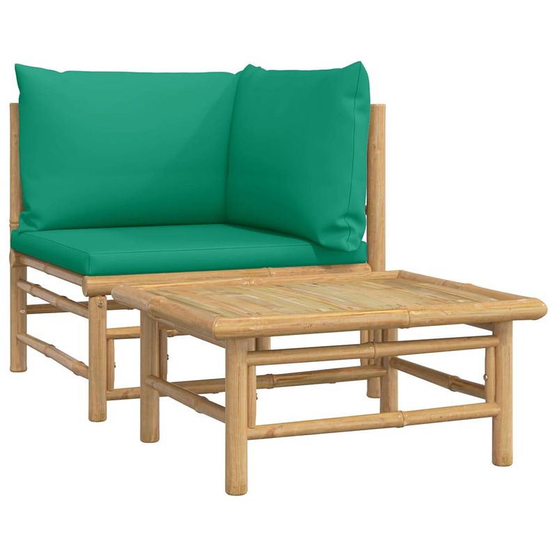 Foto van Vidaxl 2-delige loungeset met kussens bamboe groen