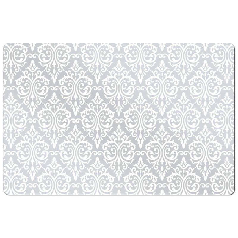 Foto van Set van 1x stuks rechthoekige placemats met witte barok print 43,5 x 28,5 cm - placemats