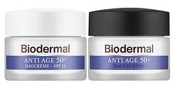 Foto van Combiset biodermal anti age 50+ gezichtsverzorgingsroutine - dag- en nachtcrème - 2 stuks