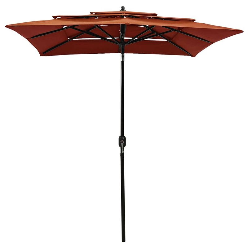 Foto van The living store parasol 3-laags terracotta 200x200x240 cm (bxdxh) - uv-beschermend polyester - gepoedercoat aluminium