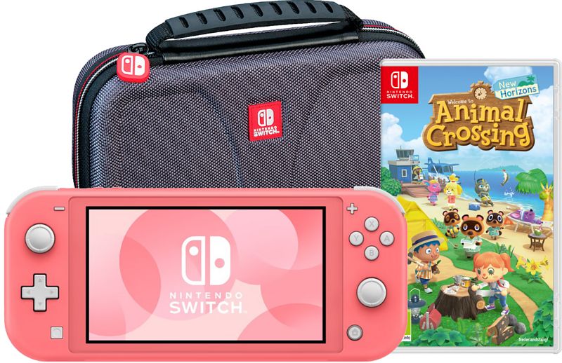 Foto van Game onderweg pakket - nintendo switch lite koraal