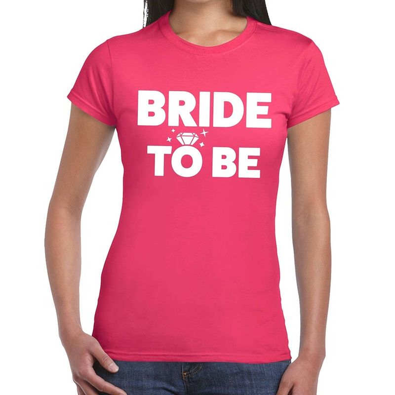 Foto van Bride to be tekst t-shirt roze dames - dames shirt bride to be- vrijgezellenfeest kleding xs