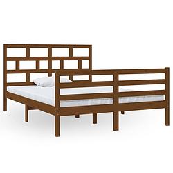 Foto van The living store bedframe - grenenhout - 140 x 200 cm - honingbruin