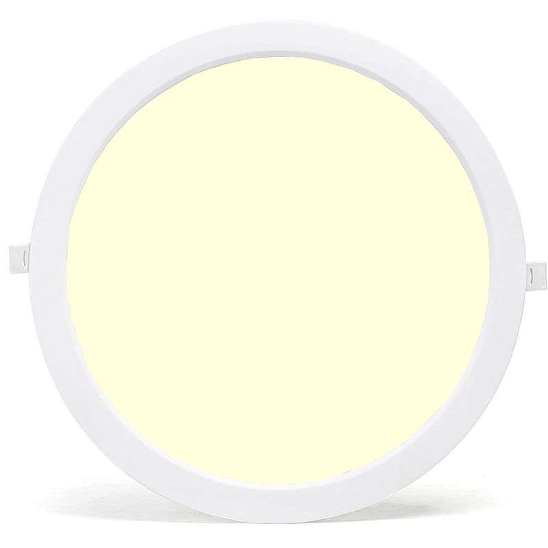 Foto van Led paneel - downlight - aigi - warm wit 3000k - 24w - ø30 - inbouw - rond - wit - flikkervrij