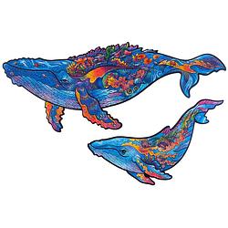 Foto van Unidragon houten puzzel dier - melkachtige walvissen - 172 stukjes - medium 33x20 cm