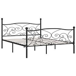 Foto van The living store metalen bedframe - multiplex lattenbodem - eenvoudig te monteren - zwart - 211x189x105 cm - geschikt