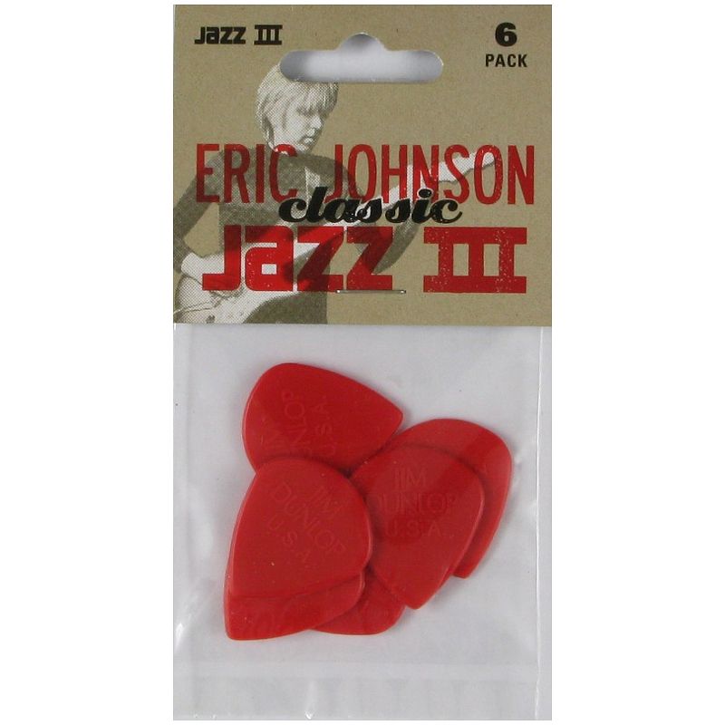 Foto van Dunlop eric johnson classic jazz iii 6-pack plectrumset