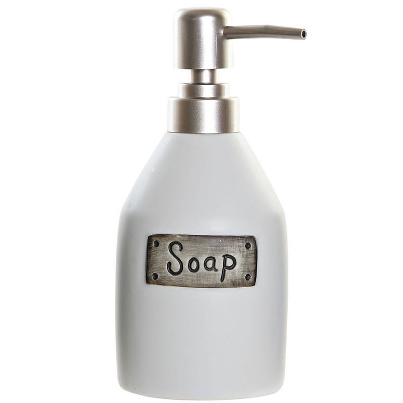 Foto van Zeeppompje/zeepdispenser wit polystone 350 ml - zeeppompjes