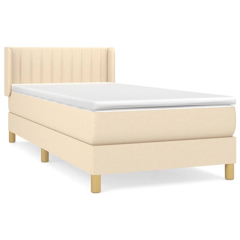 Foto van The living store boxspringbed - crème - 203x103x78/88 cm - pocketvering matras - middelharde ondersteuning -