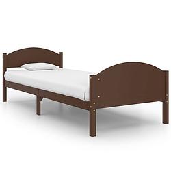 Foto van The living store bedframe - grenenhout - 206 x 95.5 x 73.5 cm - donkerbruin