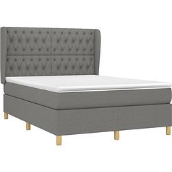 Foto van The living store boxspringbed - comfort - bed - 203x147x118/128 cm - donkergrijs - stof (100% polyester)