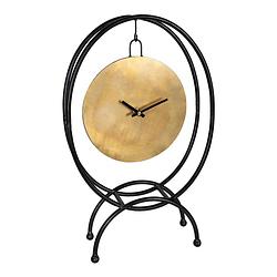 Foto van Ptmd runa gold metal table clock hanging part oval