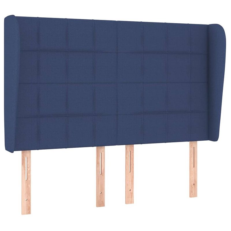 Foto van Vidaxl hoofdbord met randen 147x23x118/128 cm stof blauw