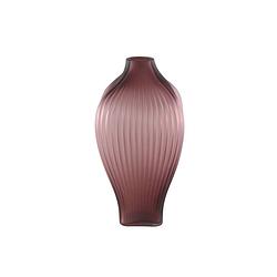 Foto van Ptmd halde purple solid glass vase ribbed organic high