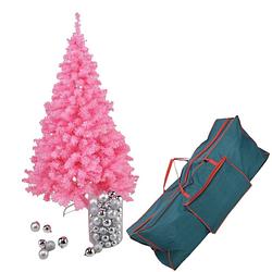 Foto van Roze kunst kerstboom/kunstboom 150 cm inclusief opbergzak - kunstkerstboom