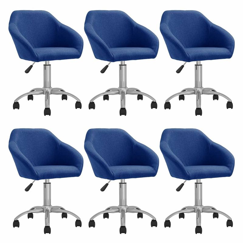 Foto van Vidaxl eetkamerstoelen draaibaar 6 st stof blauw