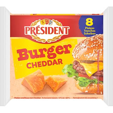 Foto van President burger gourmand au cheddar kaas 8 plakjes 150g bij jumbo