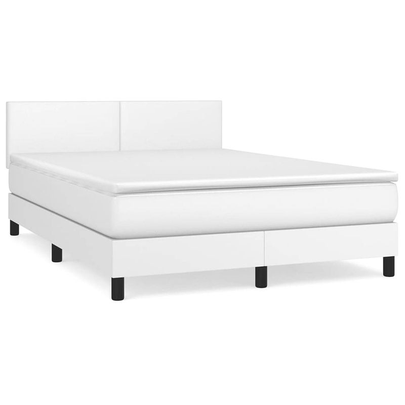 Foto van Vidaxl boxspring met matras kunstleer wit 140x190 cm