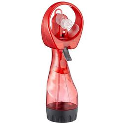 Foto van Cepewa ventilator/waterverstuiver voor in je hand - verkoeling in zomer - 25 cm - rood - handventilatoren