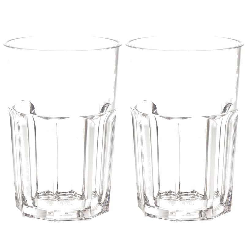 Foto van 2x stuks onbreekbaar retro glas transparant kunststof 45 cl/450 ml - longdrinkglazen