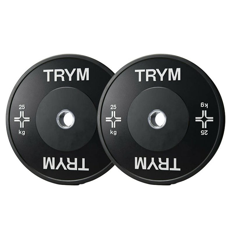 Foto van Trym bumperplate set - bundel - 50 kg - 2 x 25 kg - halterschijven - 50 mm - zwart