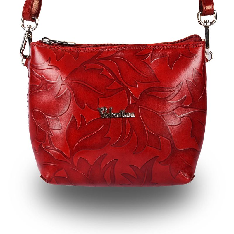 Foto van Crossbody tas exclusieve bloemen rood leer leren crossbody tas damestassen perfect kerst- en sintcadeau voor