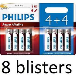 Foto van 64 stuks (8 blisters a 8 st) philips power alkaline batterij lr6p8bp/10