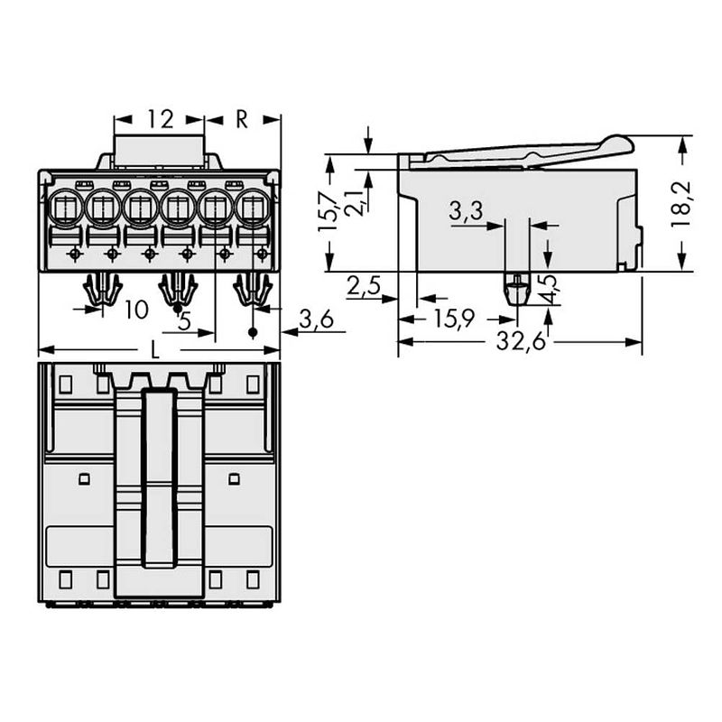 Foto van Wago 2092-1526/020-000 male behuizing-board 2092 totaal aantal polen: 6 rastermaat: 5 mm 50 stuk(s)