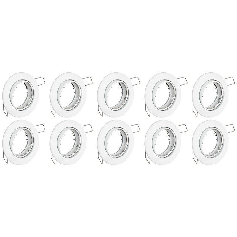 Foto van Spot armatuur 10 pack - gu10 fitting - inbouw rond - glans wit aluminium - kantelbaar ø82mm