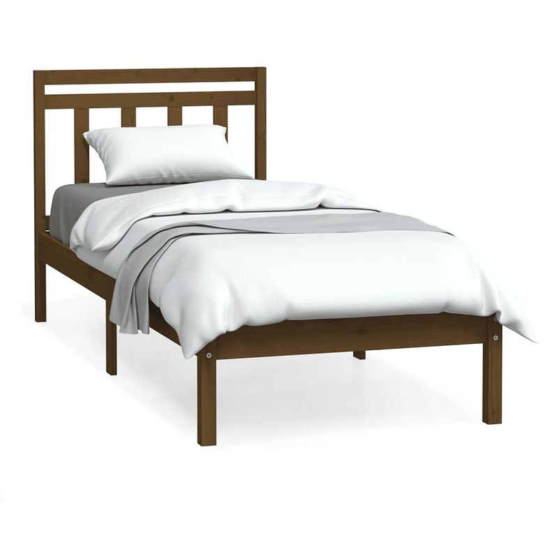 Foto van Vidaxl bedframe massief hout honingbruin 75x190 cm 2ft6 small single