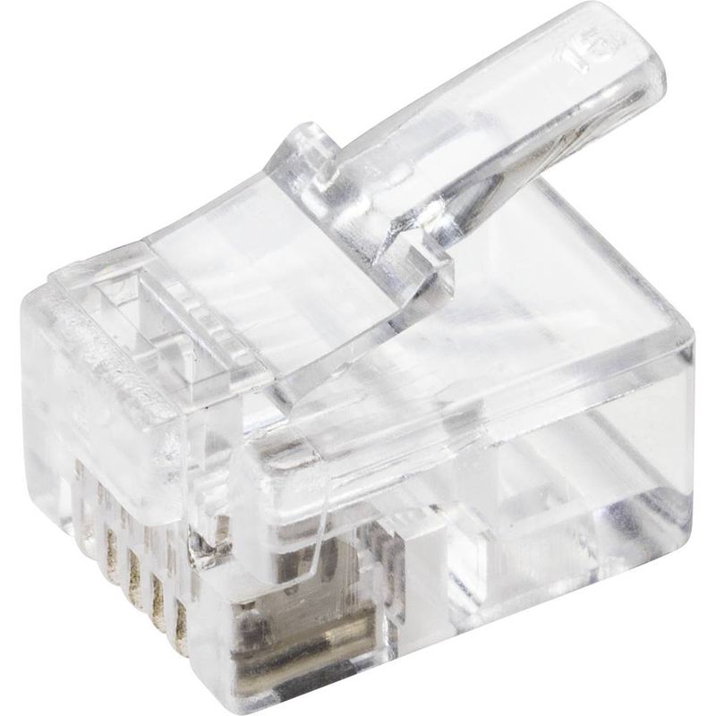 Foto van Tru components western rj12-connector tc-9202512 stekker, recht aantal polen 6p6c transparant 5 stuk(s)