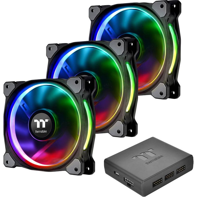 Foto van Thermaltake riing plus 12 led rgb pc-ventilator rgb (b x h x d) 120 x 120 x 25 mm incl. led-verlichting