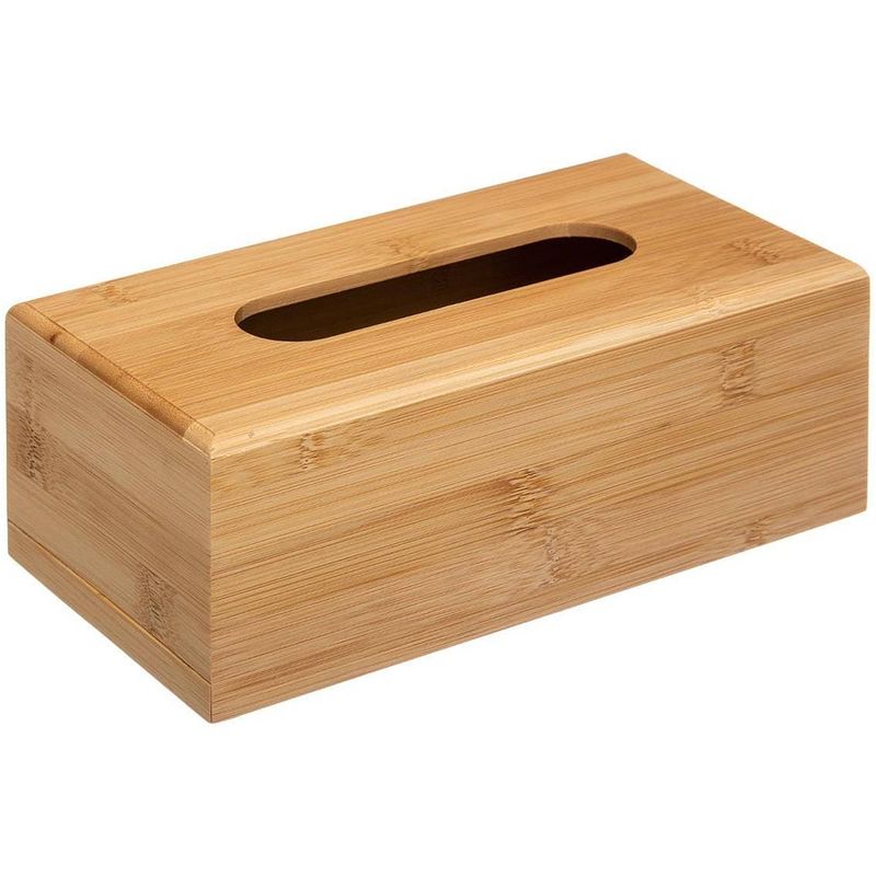 Foto van Tissuedoos/tissuebox bruin 25 x 13 x 8,5 cm van bamboe hout - tissuehouders