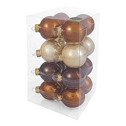 Foto van Decosy glas kerstballen (8cm) box 16 stuks opal natural combi