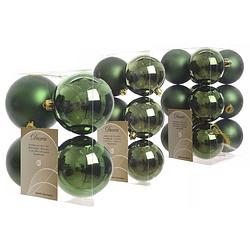 Foto van Kerstversiering kunststof kerstballen donkergroen 6-8-10 cm pakket van 44x stuks - kerstbal