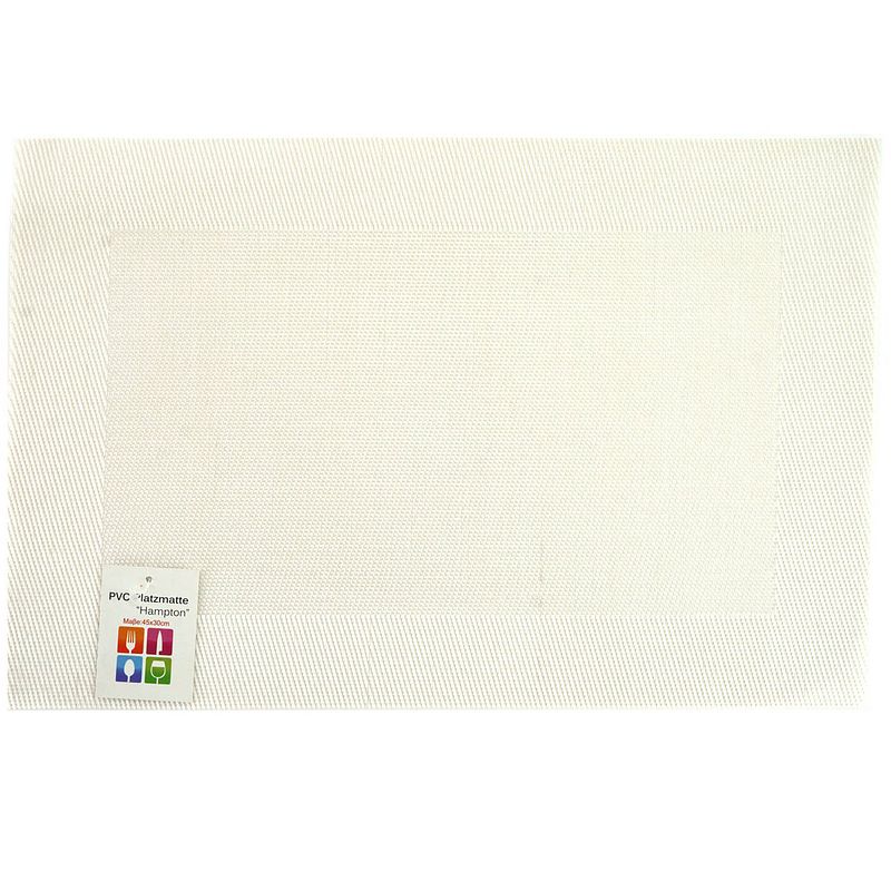 Foto van Placemats hampton - 1x - wit - pvc - 30 x 45 cm - placemats