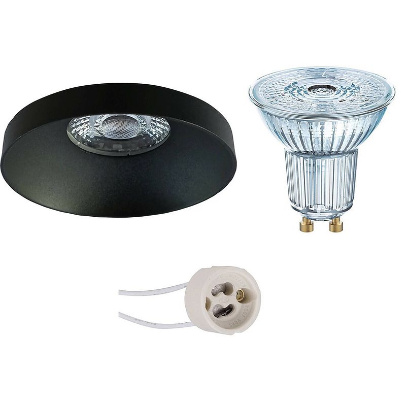 Foto van Led spot set - osram parathom par16 927 36d - pragmi vrito pro - gu10 fitting - dimbaar - inbouw rond - mat zwart - 5.5w