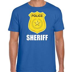 Foto van Politie / police embleem sheriff t-shirt blauw voor heren s - feestshirts