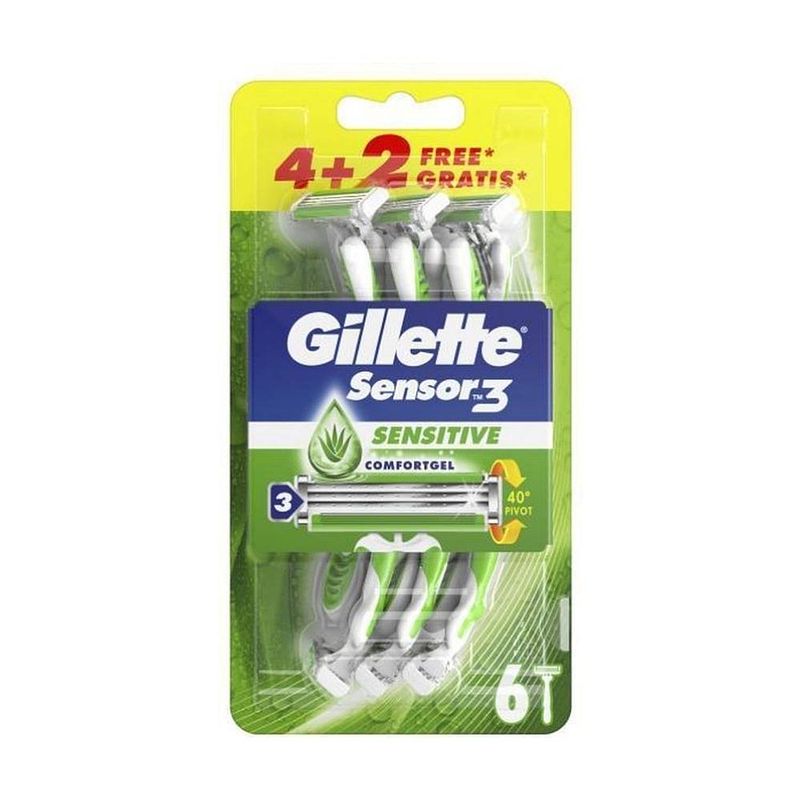 Foto van Gillette sensor3 sensitive wegwerpmesjes - mannen - 6 stuks
