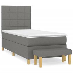 Foto van The living store boxspringbed - comfort - 90 x 200 cm - donkergrijs - pocketvering - incl - matras - topmatras en