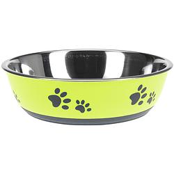 Foto van Dogs collection hondenvoer- en drinkbak anti-slip 22 cm rvs geel