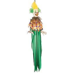 Foto van Halloween - hangdecoratie pop bewegende horror clown groen 100 cm - halloween versiering hangende poppen